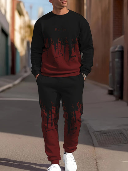Pánské retro tisk business sweatshirt oblek