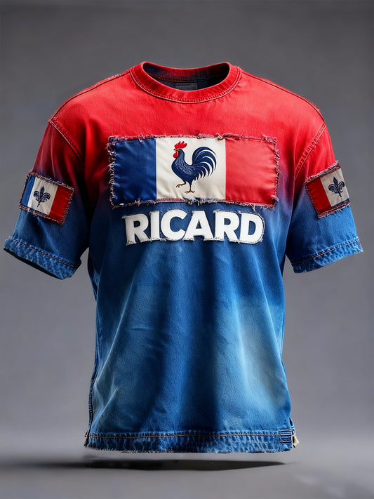 Pánské francouzské vlajky ricard příležitostné tričko