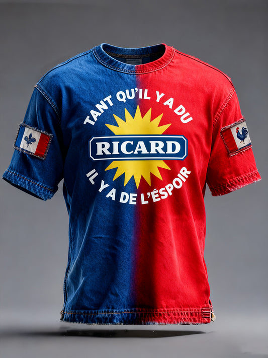 Pánské francouzské vlajky ricard příležitostné tričko