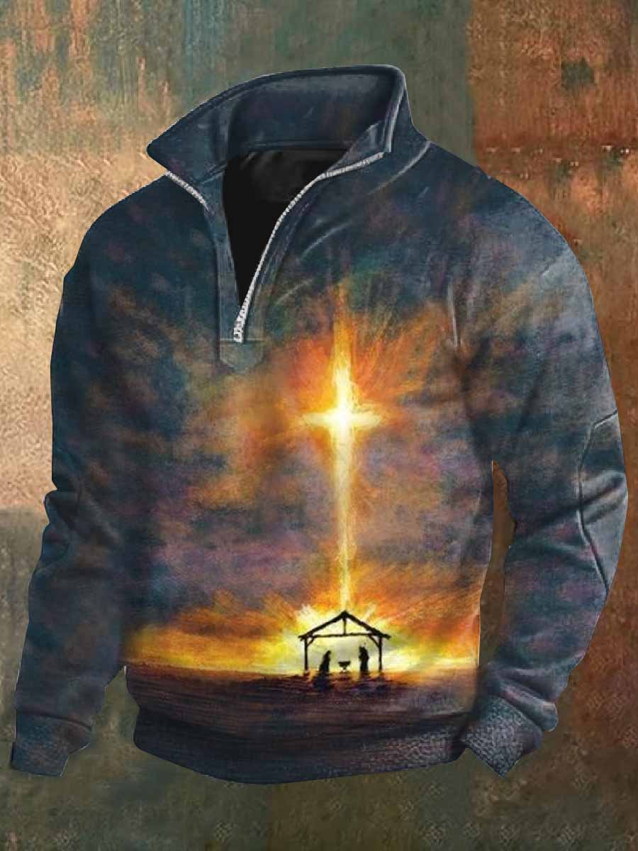 Retro faith print casual polo shirt