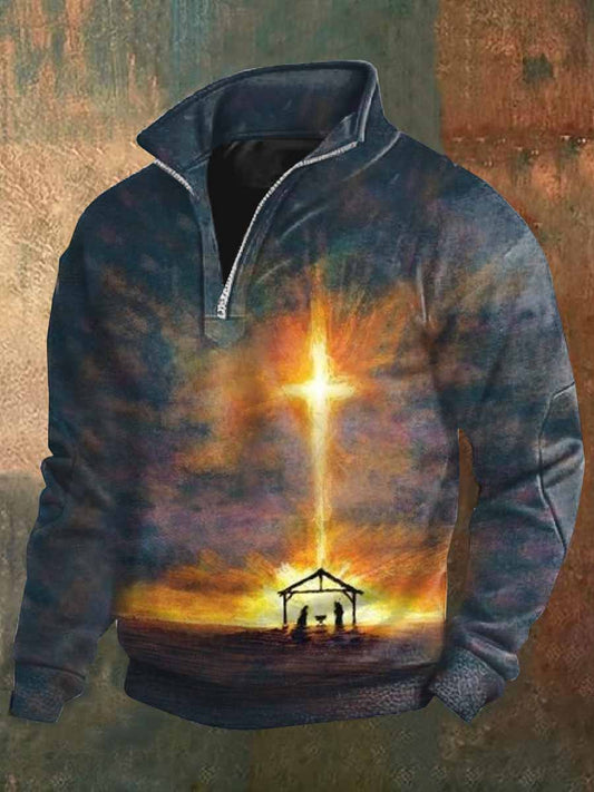Retro faith print casual polo shirt