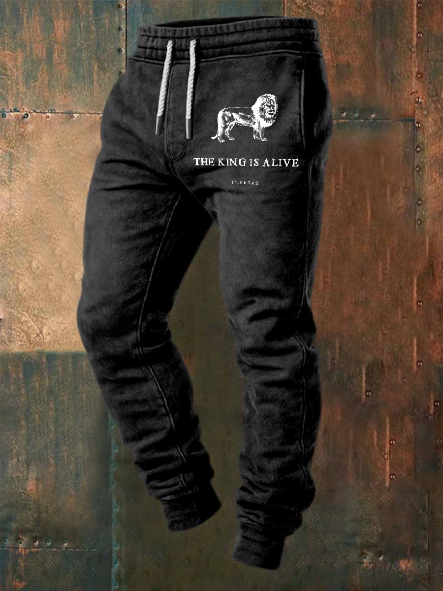 Retro faith print casual pants