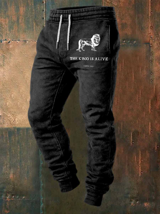 Retro faith print casual pants