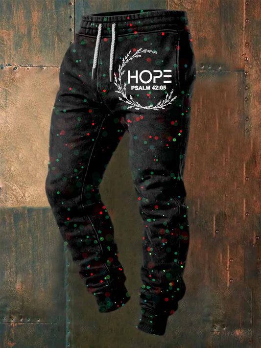 Retro faith print casual pants