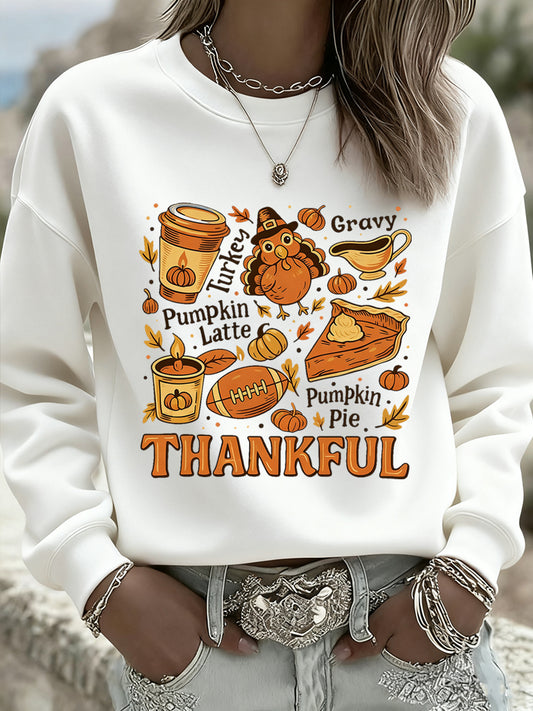 Ženské díkuvzdání umění casual crewneck sweatshirt top