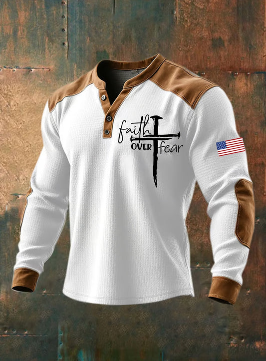 Pánské vintage víra příležitostné henley