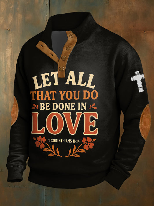 Retro faith print casual sweatshirt
