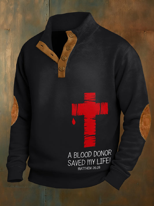 Retro faith print casual sweatshirt