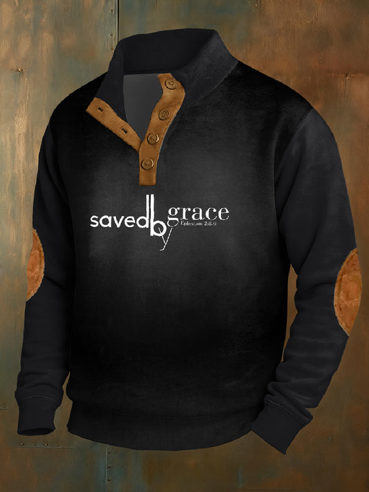 Retro faith print casual sweatshirt
