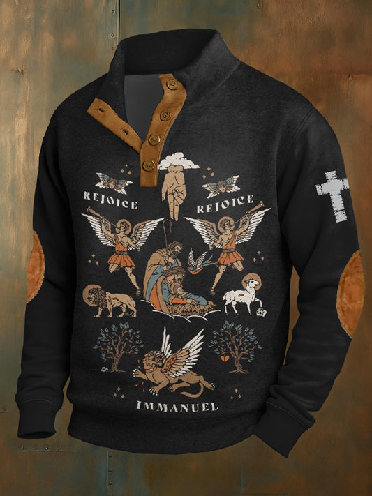 Retro faith print casual sweatshirt