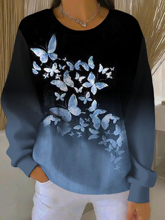 Dámské gradient blue butterfly sweatshirt