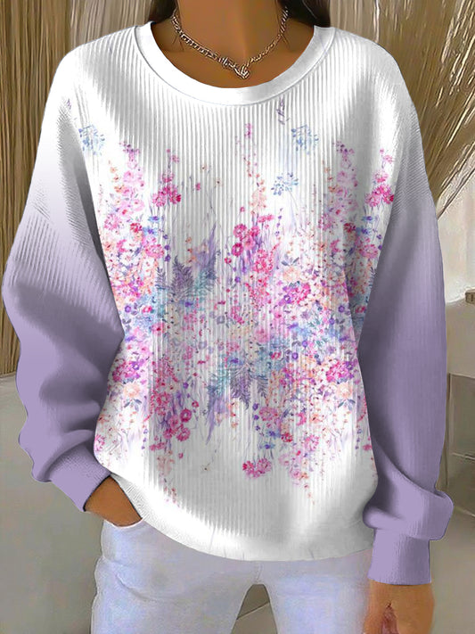 Womens dreamy purple floral sweatshirt