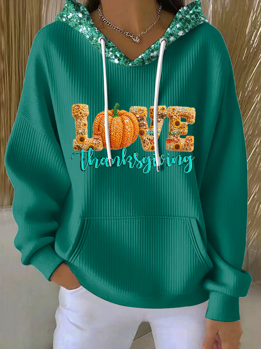Ženské díkuvzdání dýně láska casual hoodie
