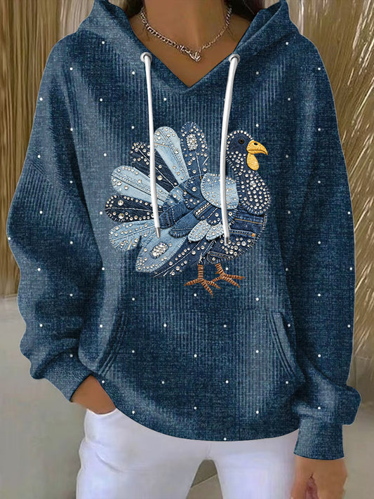 Ženské díkuvzdání turecko patchwork casual hoodie