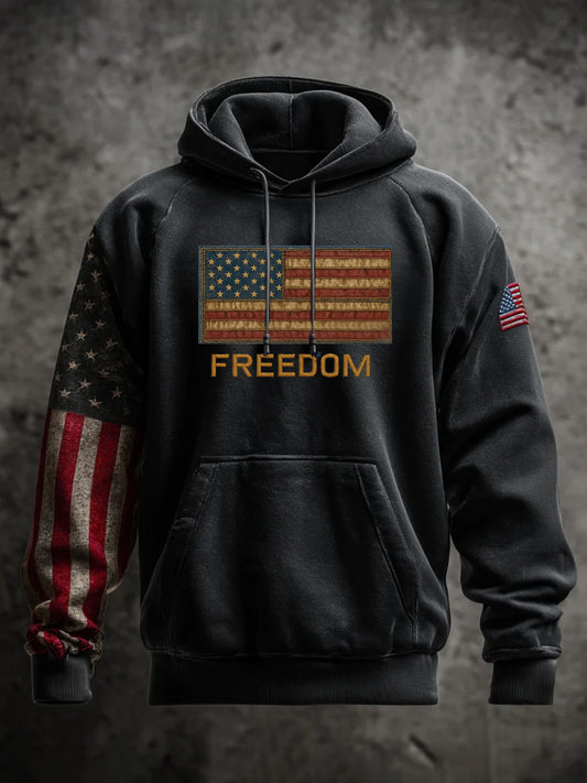 Pánské "freedom is not free" american flag print casual long sleeve sweatshirt