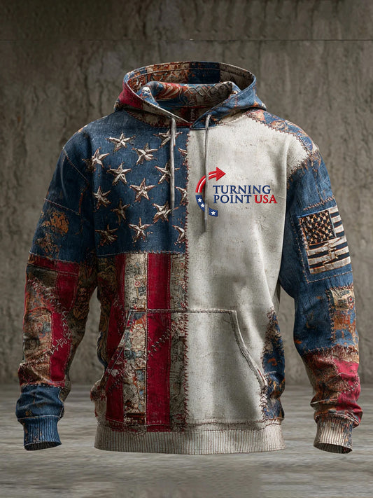 Pánské "freedom is not free" american flag print casual long sleeve sweatshirt