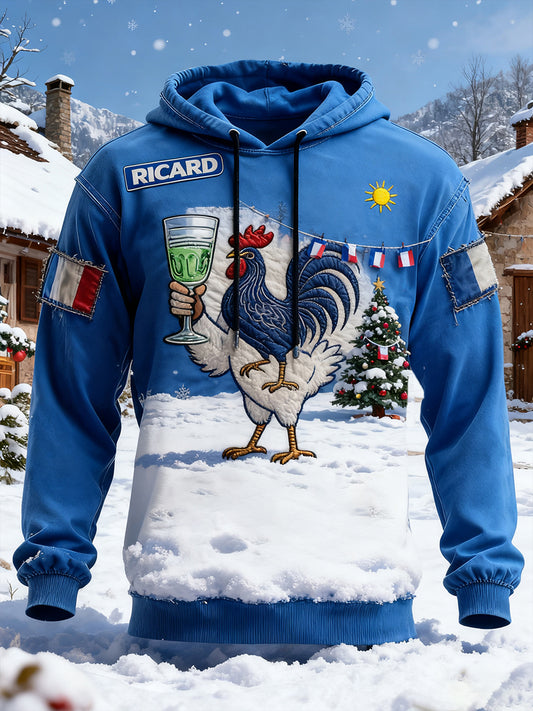 Pánské vintage francouzská vlajka ricard znepokojená příležitostná mikina