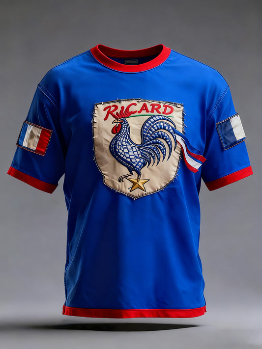 Pánské vintage francouzské vlajky ricard znepokojený příležitostné tričko