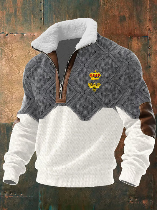 Pánské retro obchodní příležitostné zahuštěné mikina