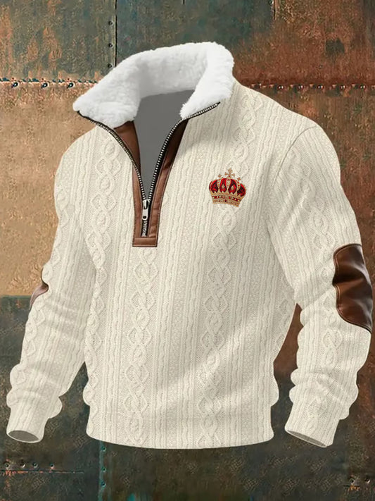 Pánské retro obchodní příležitostné zahuštěné mikina