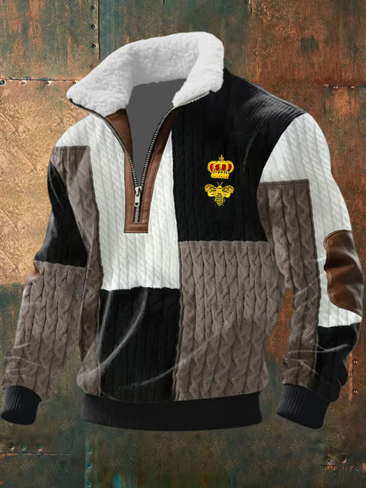 Pánské retro obchodní příležitostné zahuštěné mikina