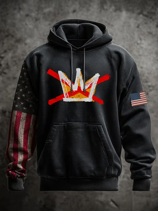 Men no kings in america print hoodie