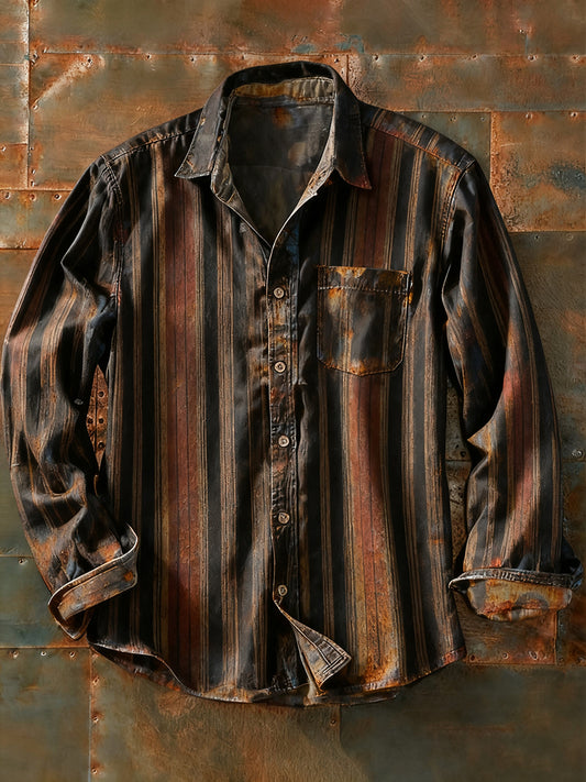 Pánské retro abstraktní art print příležitostné tričko s dlouhým rukávem