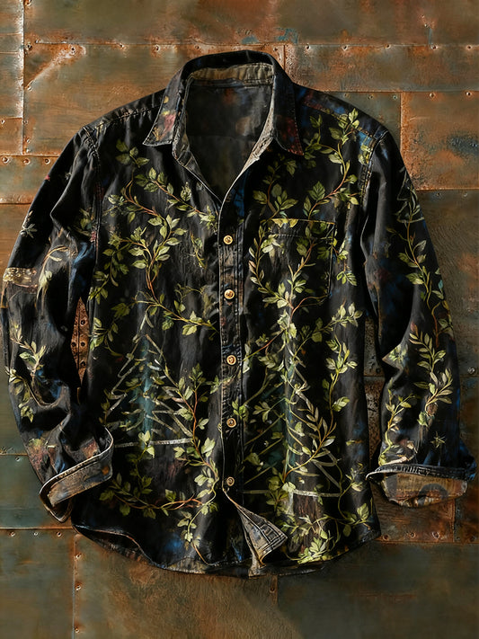 Pánské retro abstraktní art print příležitostné tričko s dlouhým rukávem