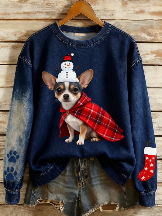 Dámské vintage umění zvířecí tisk útulný pletený svetr