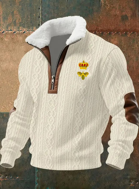 Pánské retro obchodní příležitostné zahuštěné mikina