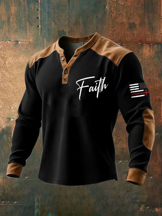 Pánské vintage víra příležitostné henley