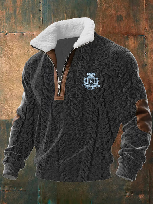 Pánské retro obchodní příležitostné zahuštěné mikina