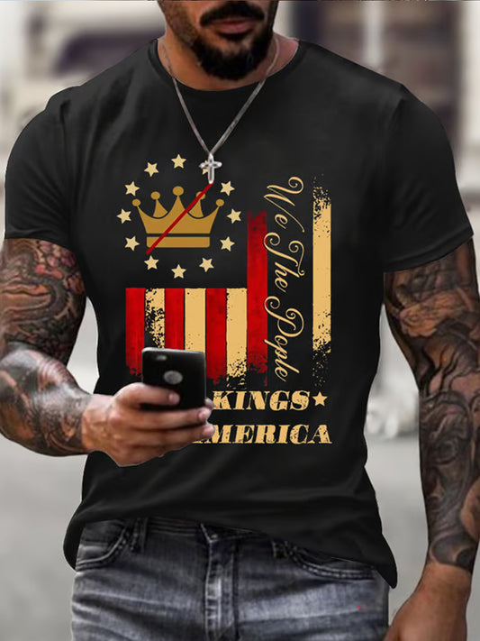 Men fdt "no kings" print tshirt s krátkými rukávy