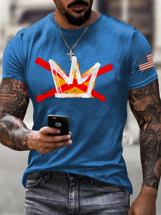 Men fdt "no kings" print tshirt s krátkými rukávy