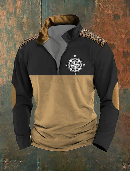 Pánské retro západní art print casual top