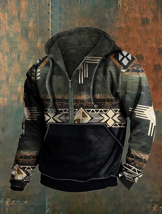 Pánské retro západní art print casual top