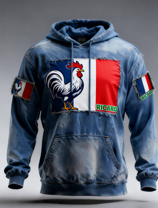 Pánské francouzské vlajky ricard casual hoodie