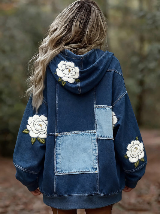 Dámské vintage květinové patchwork art print pohodlné příležitostné mikina