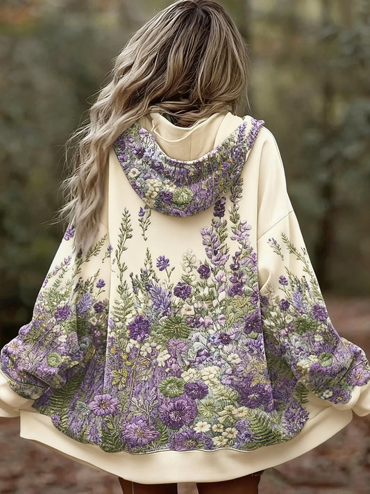 Dámské vintage květinové patchwork art print pohodlné příležitostné mikina