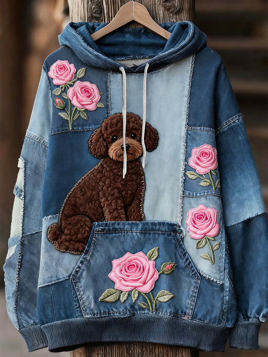 Unisex animal art print casual vintage hoodie