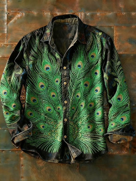 Pánské retro abstraktní art print příležitostné tričko s dlouhým rukávem