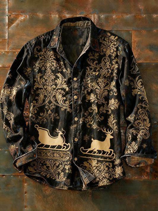 Pánské retro abstraktní art print příležitostné tričko s dlouhým rukávem