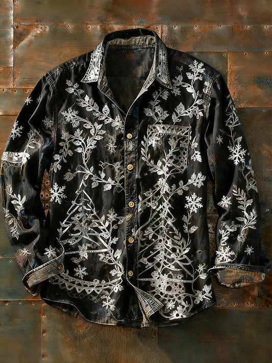 Pánské retro abstraktní art print příležitostné tričko s dlouhým rukávem