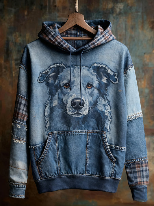 Unisex animal art print casual vintage hoodie
