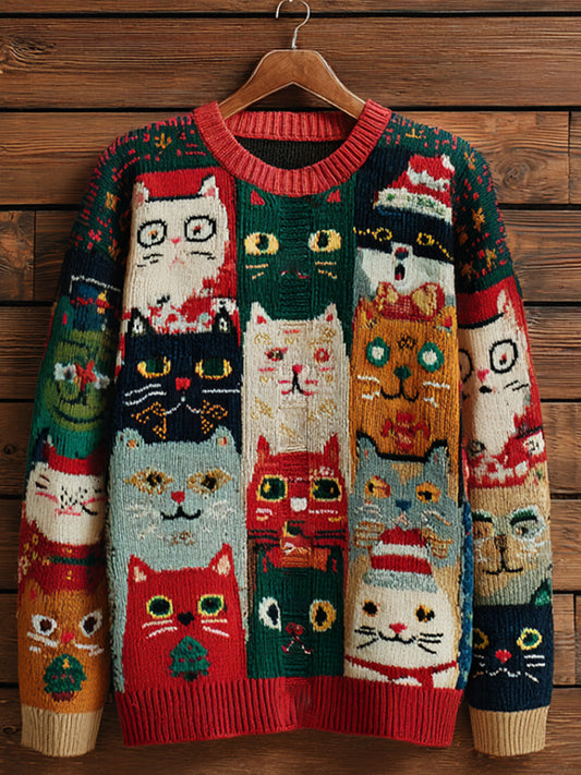 Dámské vintage vánoční umění tisk pohodlné příležitostné svetr