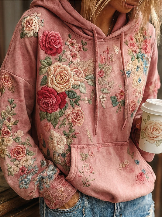 Dámské vintage bohémský patchwork floral casual hoodie