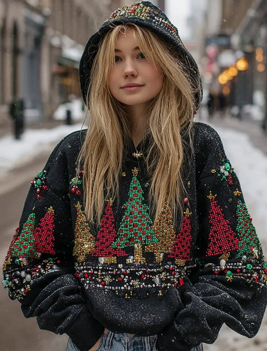 Ženy vintage vánoce umělecké příležitostné pohodlí pletené mikina