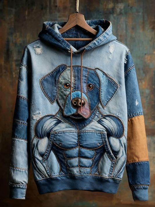 Unisex animal art print casual vintage hoodie