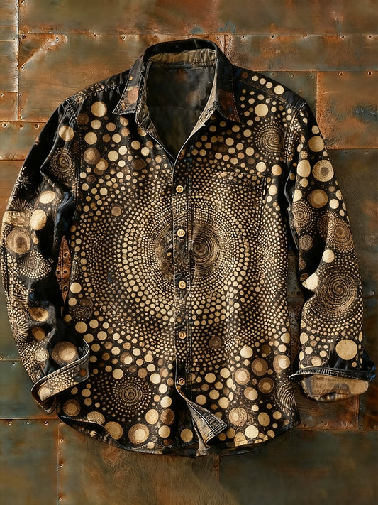 Pánské retro abstraktní art print příležitostné tričko s dlouhým rukávem