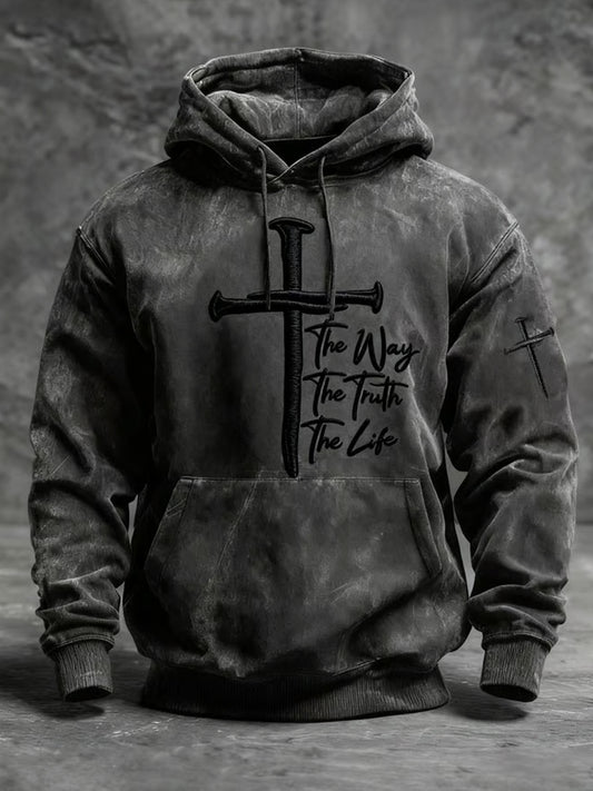 Pánské vintage art faith casual hoodie